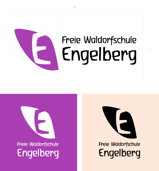 Waldorf School Engelberg — the new logo with angel’s wing and cut-out E